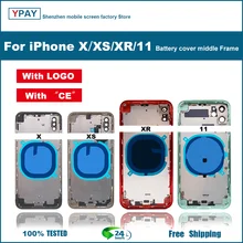 Per iPhone X XS XR 11 coperchio posteriore batteria + telaio centrale + vassoio SIM + parti chiave laterali gruppo custodia posteriore