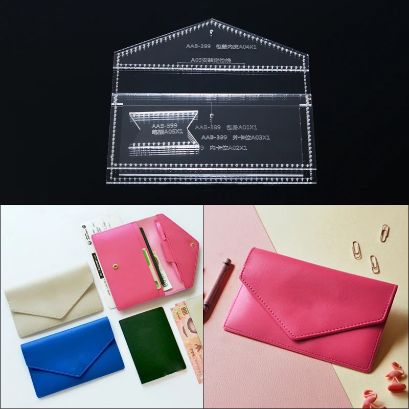 

1Set DIY Acrylic Template New Passport Holder Wallet Clutch Leather Craft Pattern DIY Stencil Sewing Pattern 16.5cm*10.4cm