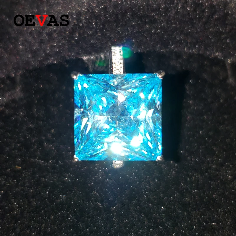 OEVAS 100% 925 пробы серебро 15 5 карат Аквамарин топаз Сапфир создан кольца с