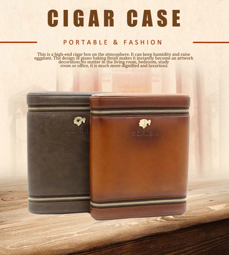 COHIBA дорожный увлажнитель для сигар, кожа, наружная коробка для сигар, кедровое дерево, портативный хьюмидор, чехол для сигар, для 6 сигар, трубки W/увлажнитель