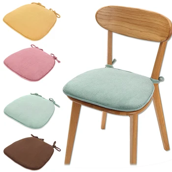 

2pcs Thicken Students Winter Seat Cushion Non Slip With Ties Chair Portable Corduroy Pad Solid Home Office Sofa Removable