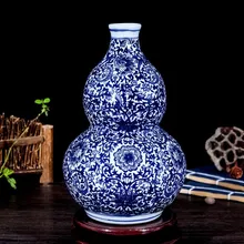 Китайский дзиндэжэнь керамика белое синее фарфоровое Цветочная ваза с орнаментом домашняя отделка гостиной кабинет предметы интерьера