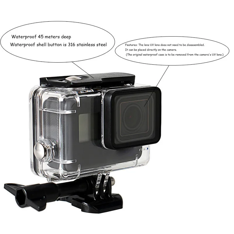 Для GoPro Hero()/6/5 Водонепроницаемый чехол для дайвинга Защитная Корпус оболочки костюм+ закаленная пленка+ крышка объектива аксессуары