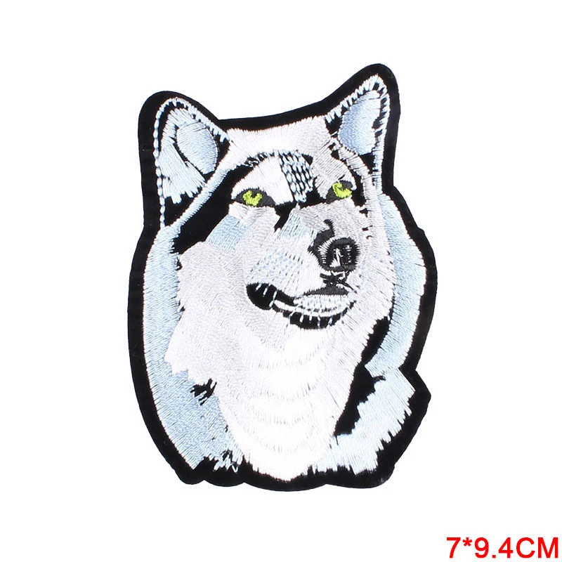 Wolf Head Iron on Patches for Clothing DIY Embroidery Stripe on Clothes Animal Sequin Applique Badge Applique Cloth Fabric Craft