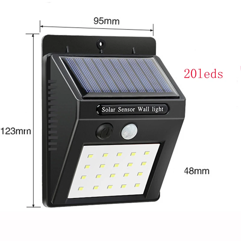 20leds COB светодиодный светильник на солнечной батарее, наружный солнечный светильник с датчиком движения PIR, настенный светильник, водонепроницаемый солнечный светильник на солнечной батарее для украшения сада - Испускаемый цвет: 20leds