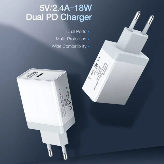 PD USB двойное зарядное устройство Быстрая зарядка 5V2. 4A 18 Вт мульти-защита быстрое зарядное устройство LHB99