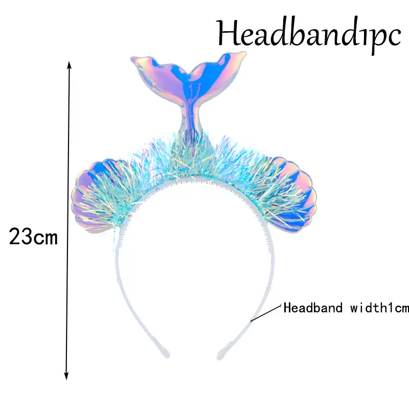 Headband1pc Русалка тема вечерние день рождения одноразовая посылка Конфета "Русалка" коробка вечерние воздушные Шары Баннер для свадебного оформления baby shower вечерние украшения - Цвет: Headband1pc