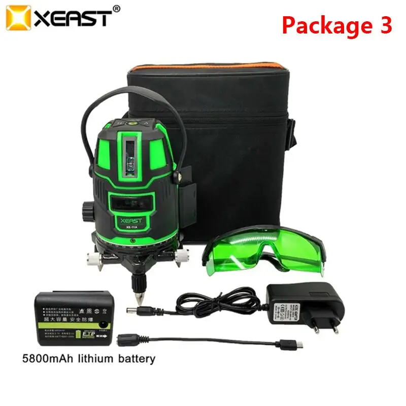 XEAST XE 11A 5 линий 6 точечный зеленый лазерный измеритель уровня 360 градусов уровень с