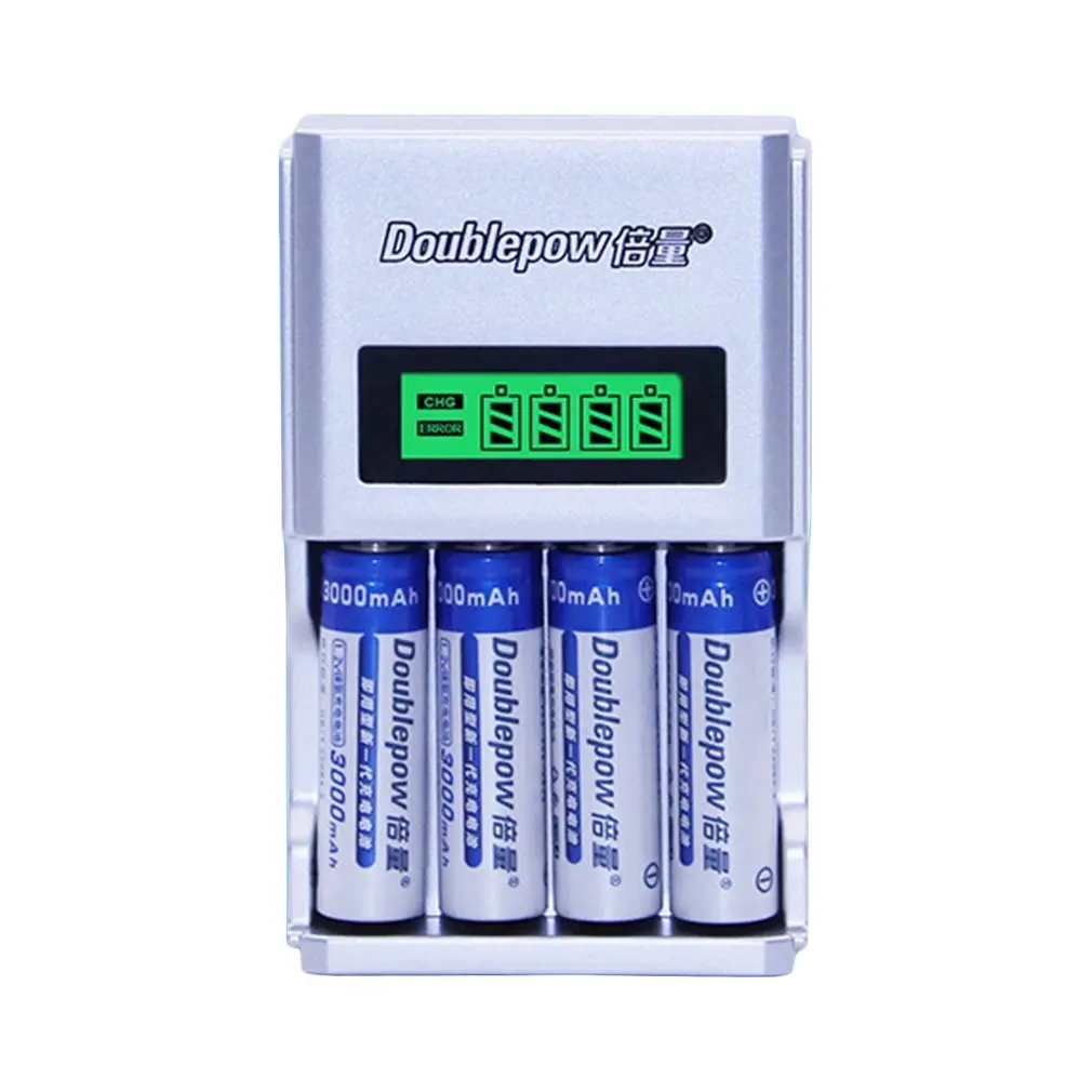 Doublepow 4 шт./компл. 3000mah AA металл-гидридных или никель Перезаряжаемые Батарея+ Универсальный AA AAA ЖК-дисплей Дисплей Батарея Зарядное устройство