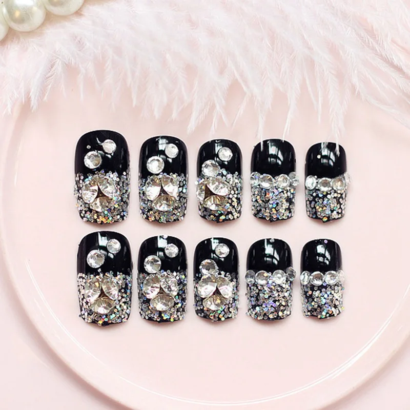 

24 Pcs/Bag Fake Nail Tips Full Cover Pink Blue Black Mixed Colors Matting Effect Natural ABS Artificial Nail Art Design Tools