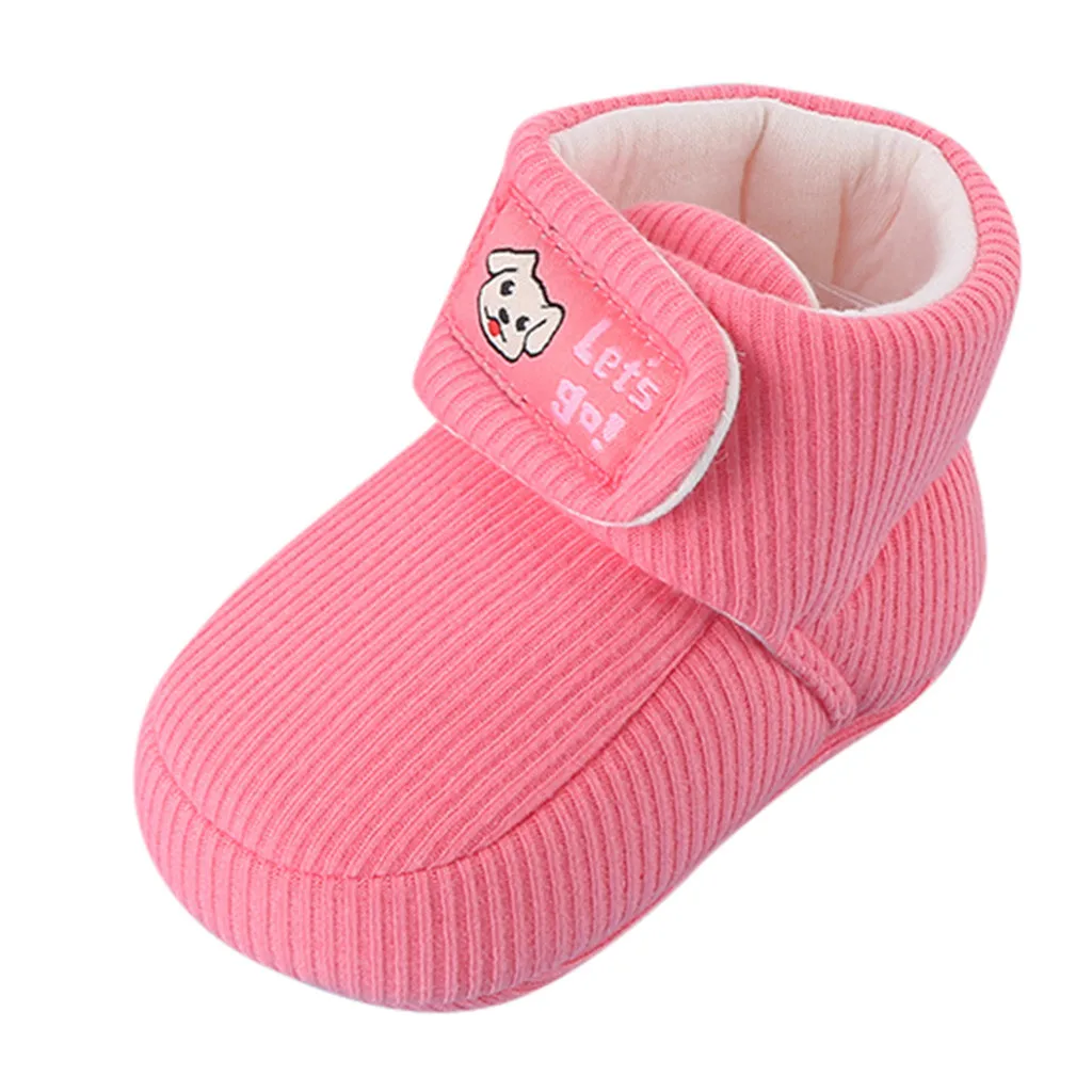 Hot Pink Домашняя хлопковая обувь для малышей младенцев новорожденных; мягкая теплая обувь для первых прогулок; бархатная ткань; однотонная обувь; Zapatillas Bebe; 70 - Цвет: Hot Pink