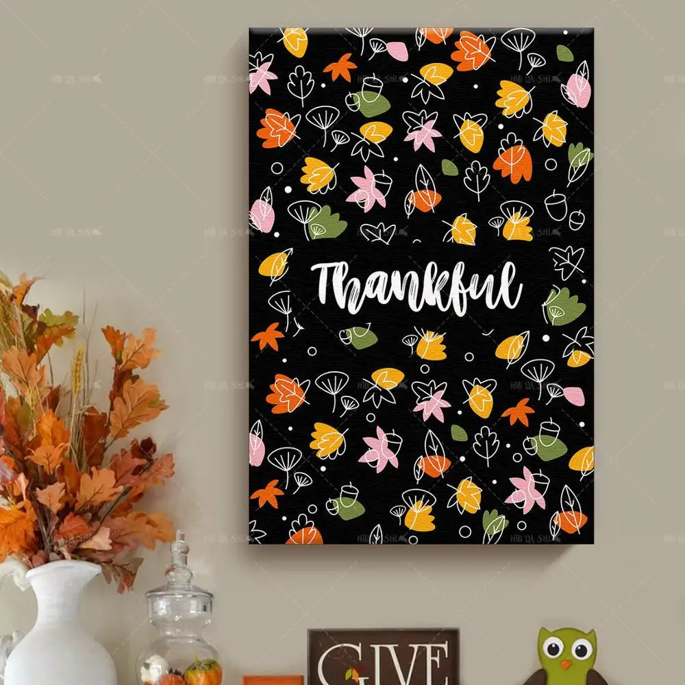 

Hot New Poster Nordic Posters Thanksgiving Day Celebration Canvas Painting Wall Art Thankful Colorful Home Decor Hd Print Frame