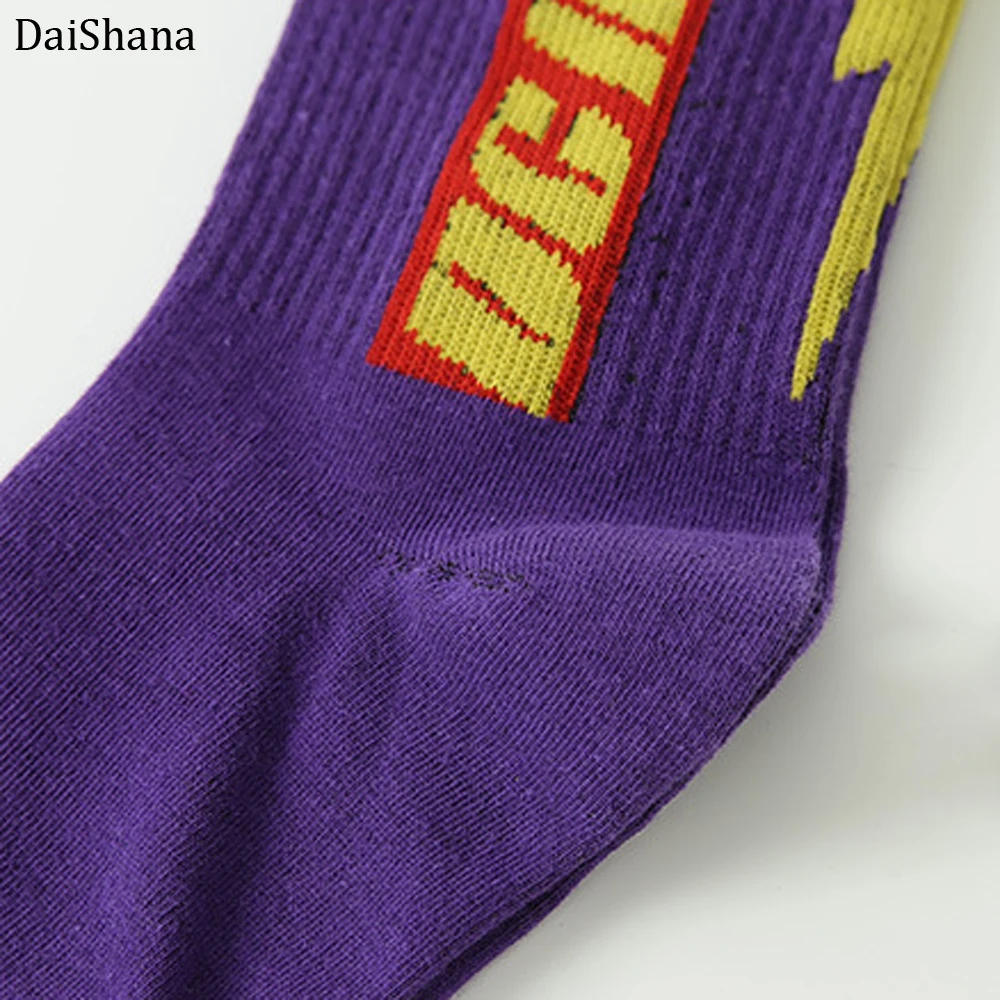 DaiShana/новые модные мужские носки в стиле Харадзюку, Длинные хлопковые носки в стиле хип-хоп, крутые забавные носки для скейтеров, повседневные мужские носки с молнией