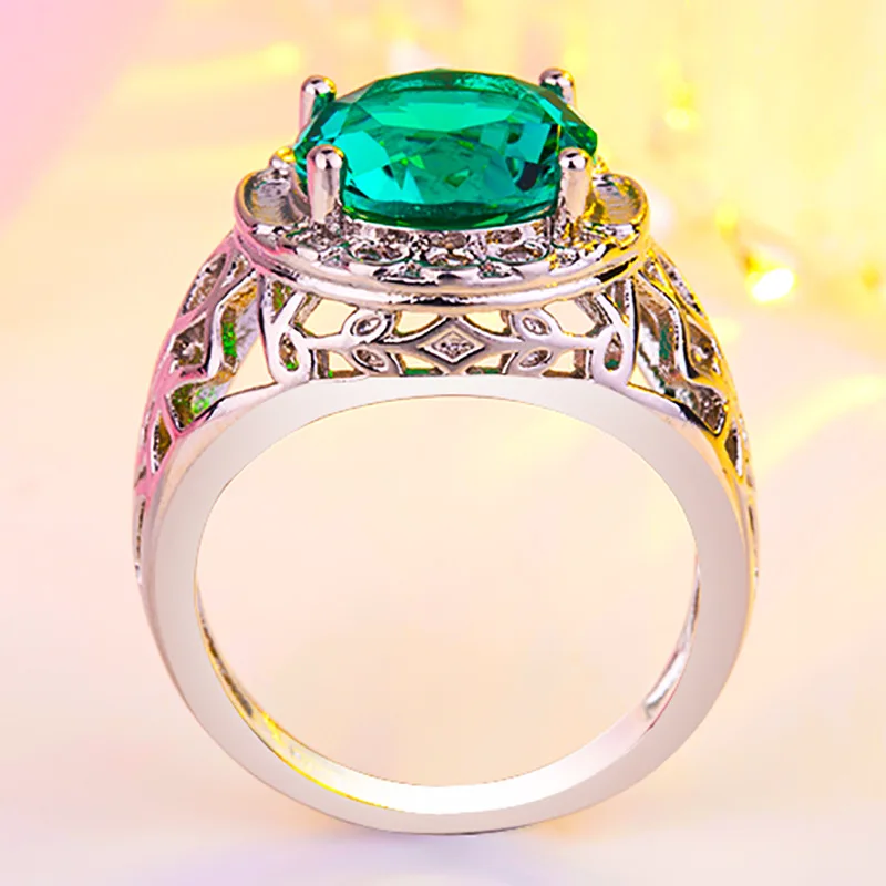 925 anillos, серебряные, зеленые, циркониевые, выдолбленные, CZ камни, кольца для женщин, установка ободка, женские кольца на палец