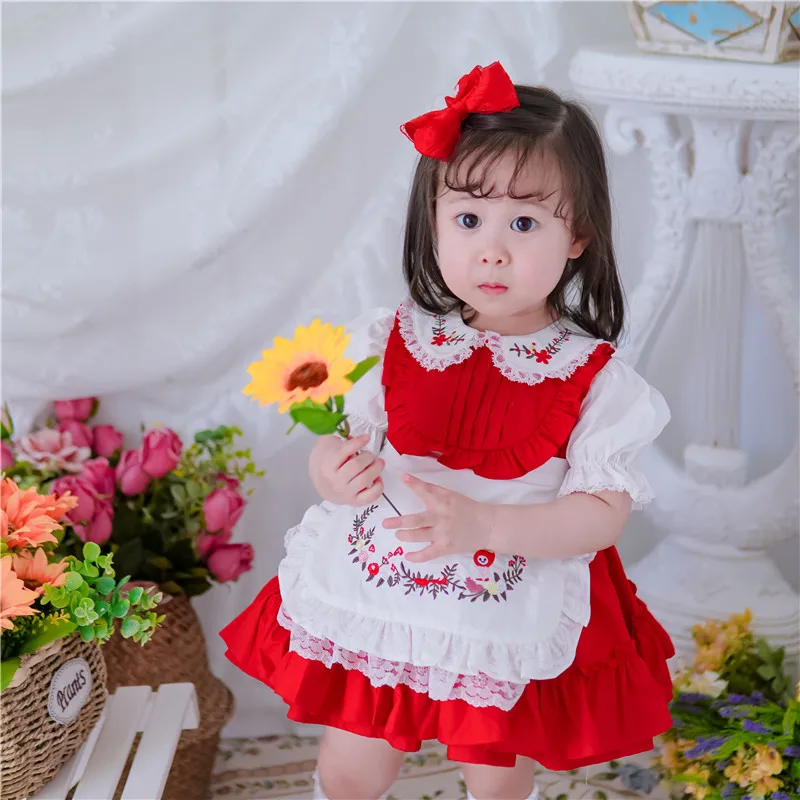 2020new summer new Girls Doll Neck Vintage Lolita Children's Maid Style short Sleeve Wedding New Years Festival Christmas Dress | Детская