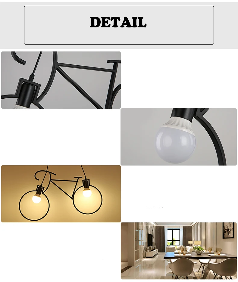 Modern Chandelier Bicycle Metal Wrought Iron Chandelier Lampshade E27 Edison Led Chandelier Living Room Cafe Shop