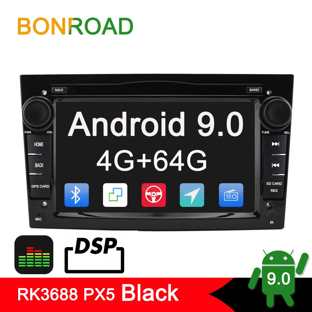 PX5 DSP Black Bonroad Android 9,0 PX30 PX5 DSP автомобильный мультимедийный плеер радио gps навигация для Opel/Astra/Vectra/Antara/Zafira/Corsa(без dvd - Color: PX5 DSP Black