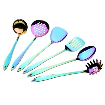 

New 1PC Gold Titanium Stainless Steel Cooking Tools Spoon Shovel Cookware Kitchen Tools Spatula Ladle Kitchenware Hot Sale