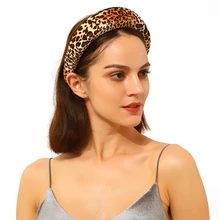 Леопардовый бархатный спонж ободок Девушки Женщины Мода повязки для волос аксессуары для волос головная повязка украшения для волос широкий обруч головной убор F1058