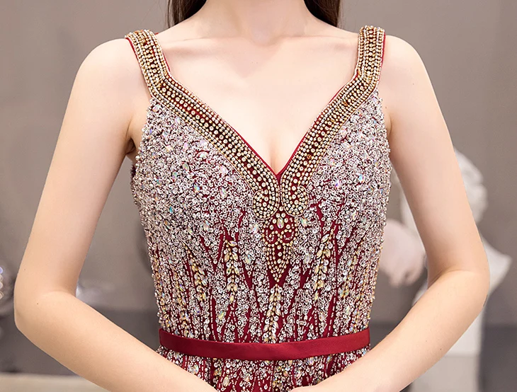 CEEWHY Vestidos de Fiesta Роскошные вечерние платья, элегантные длинные платья для выпускного вечера, вечернее платье с бусинами, вечернее платье размера плюс