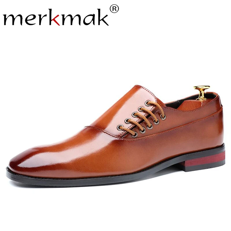 Merkmak/модные деловые мужские туфли; классические кожаные мужские туфли; модные модельные туфли без застежки; мужские оксфорды; Размеры 37-48