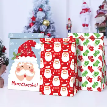 

12PCS Kraft Paper Candy Bag Christmas Gift Bags Merry Christmas Decorations for Home Natale Noel 2020 Xmas Ornaments Navidad