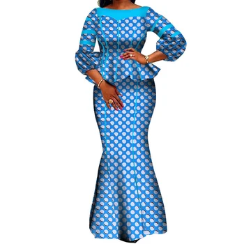 

Fashion African Clothes Women Dashiki Cotton Crop Top and Skirt Ladies Printed European Clothes Robe Africaine Plus Size DCC590