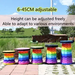 Tabouret pliant rétractable pour Camping, Portable en plastique, réglable en hauteur, Pouf de siège 