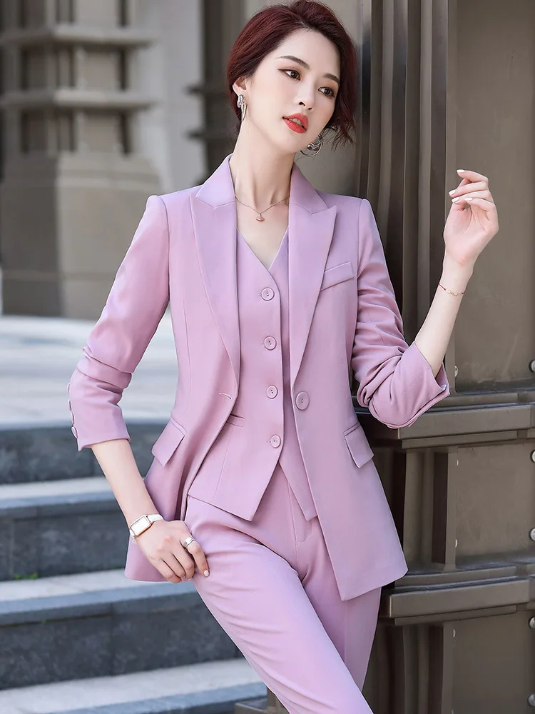 Women Casual Elegant Business Trousers Suit Office Ladies Slim Vintage  Blazer Pantsuit Female Fashion Korean Clothes Two Pieces - Pant Suits -  AliExpress