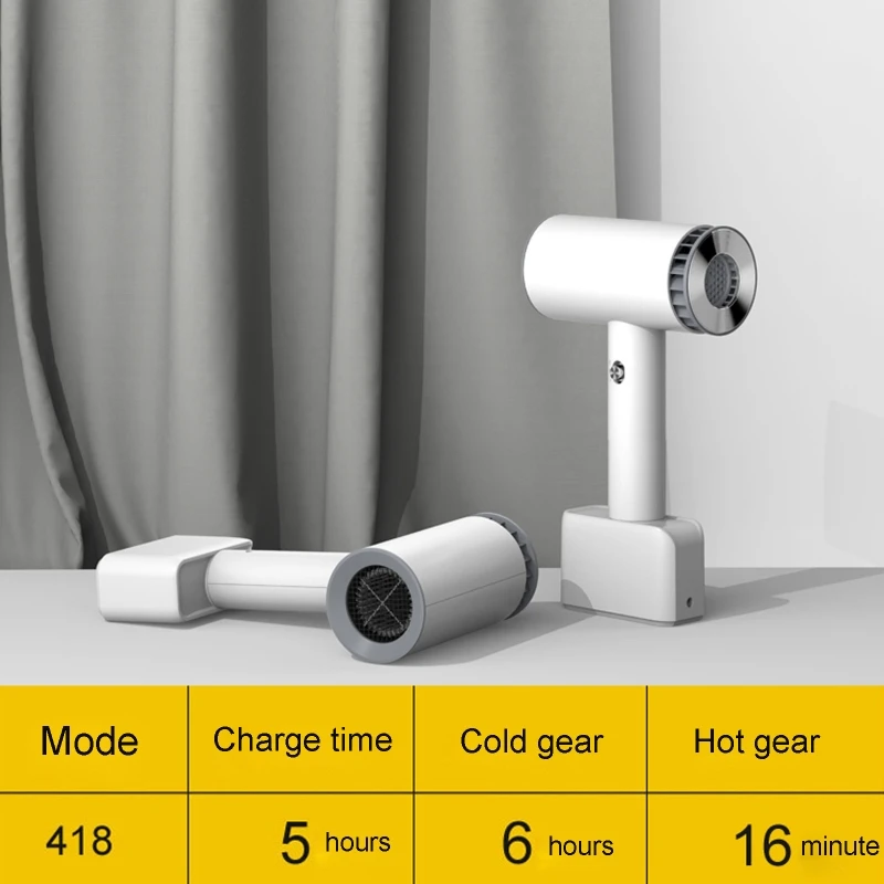 Hair Dryer Cordless Rechargeable Hot and Cold Wind Hair Dryer Travel Wireless Blow Dryer for Art Painting Home Outdoor Camping Pet