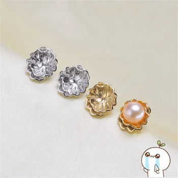 

Earrings Settings Blank Base Cabochon Stud Ear Flat Base Posts Pure Plug Silver Earrings Jewelry Making Women's Accessories