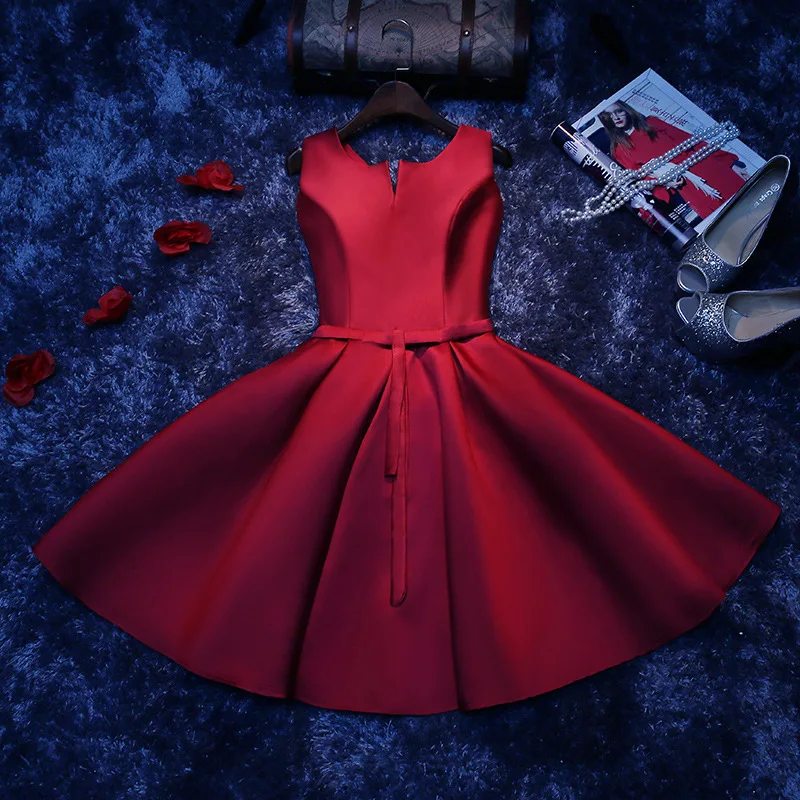 A1989, зеленое платье подружки невесты, белое, красное, серое, цвета шампанского, атласное платье для выпускного вечера, свадебное платье - Цвет: Wine Red