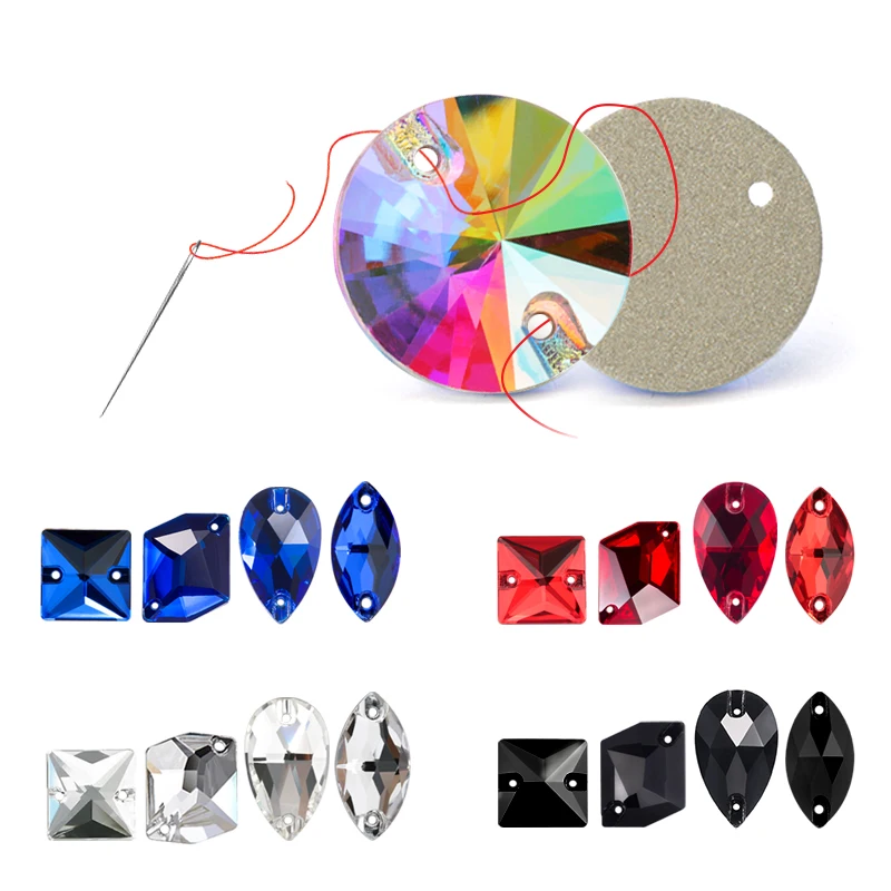 Sew On Rhinestones Mix Shape 20PCS Glass Rhinestone Sewing Back for