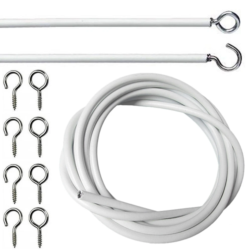 Curtain Rope Various Specifications Of PVC White Spring Plastic Coated Curtain Rope Mesh Cord Curtain Line Contains Hook