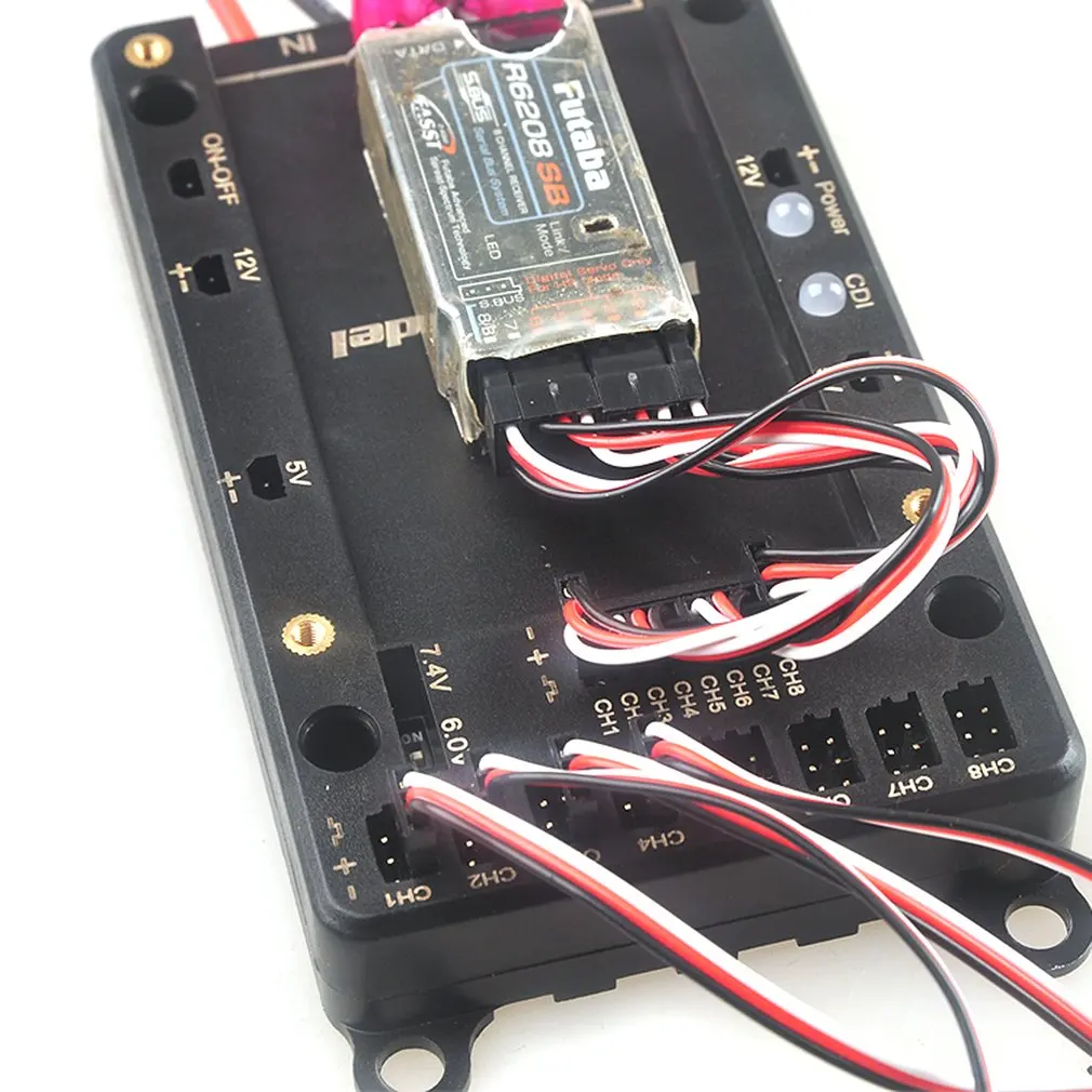 Servo Power Distribution Servo Section Board 5V-12V With Dual Power Input Wire & Electronic Switch For RC Gasoline Airplane