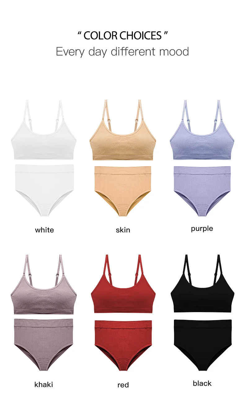 lace bra and panty sets Seamless Sexy Women Underwear Set Push Up Wire-Free Lingerie Panties Set Striped Adjusted Straps Large Size Bra&briefs Suit bra and panty