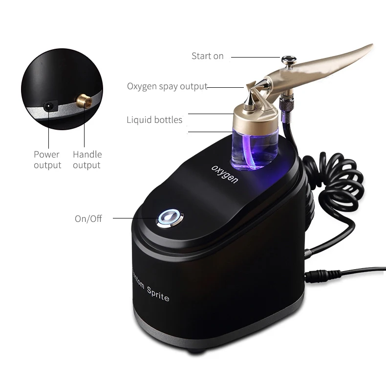  2019 New Portable Oxygen Facial Spray Gun Skin Whitening Water Oxygen Jet Peel Machine