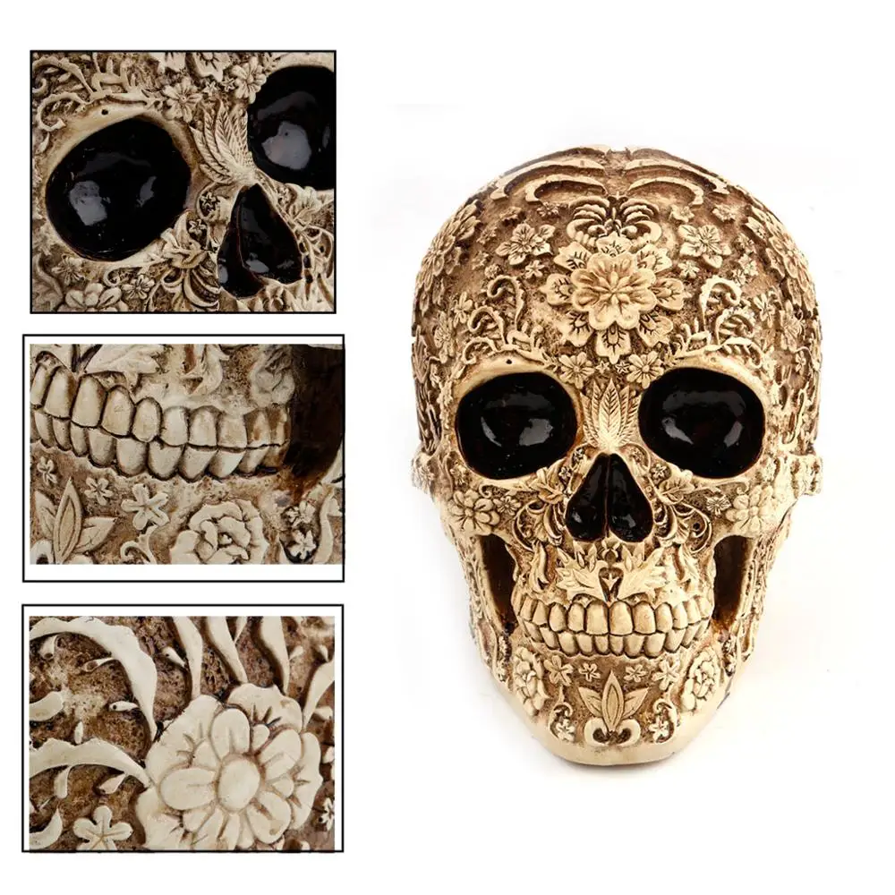 Human Skull Head Cluster Flower Skeleton Horror Halloween Table Decoration 