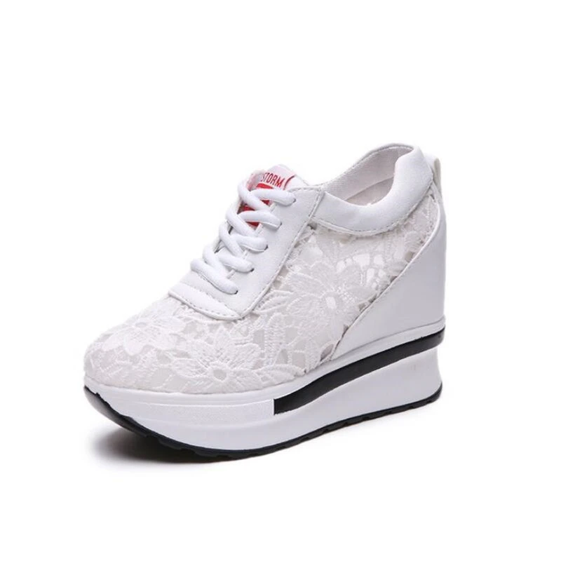 girls white platform trainers
