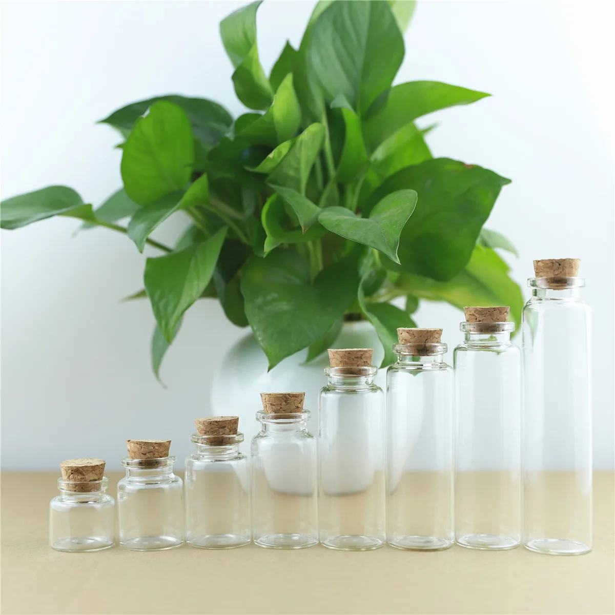 

50pcs/lot 30mm 10-60ml Cork Glass Bottles Borosilicate Heat-resistant Wishing Bottle Glass Jars Travel Storage Wedding Container