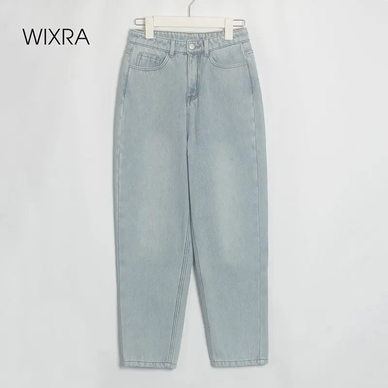 Wixra stylowe spodnie dżinsowe kobiece spodnie jeansowe z futerkiem BF Casual Button spodnie damskie Streetwear jesienno-zimowa Wixra stylowe spodnie dżinsowe kobiece spodnie jeansowe z futerkiem BF Casual Button spodnie damskie Streetwear jesienno-zimowa