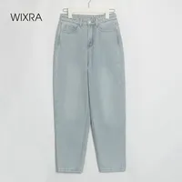 Wixra stylowe spodnie dżinsowe kobiece spodnie jeansowe z futerkiem BF Casual Button spodnie damskie Streetwear jesienno-zimowa