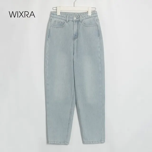 Wixra stylowe spodnie dżinsowe kobiece spodnie jeansowe z futerkiem BF Casual Button spodnie damskie Streetwear jesienno-zimowa
