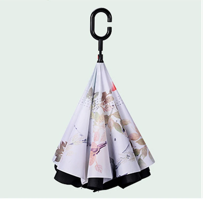 

Discount Only Today Double Layer Inverted Folding Reverse Umbrella for Adults 190 T Nylon Fabric Women Non-automatic Umbrella