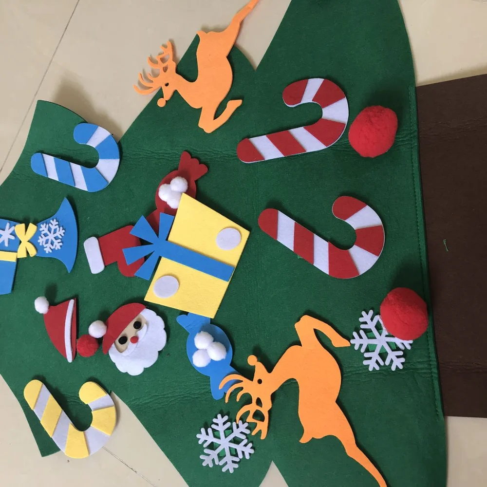 DIY войлочная Рождественская елка, новогодние подарки, детские игрушки, искусственное дерево, настенные подвесные украшения, украшение для рождественской вечеринки
