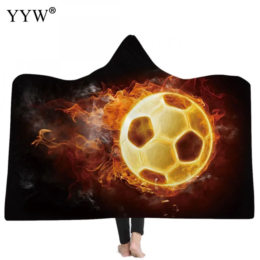 

Wearable Blankets 3d Football World Cup Hooded Blanket Cloak Warm Body Cover Newborns Weighted Throw Fleece Cover Blanket