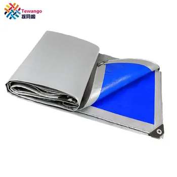 

Tewango Silver +Blue Coated Water Resistant Tarp Heavy Duty Outdoor Rain Block Shade Sail Patio Truck Cover Film 180GSM