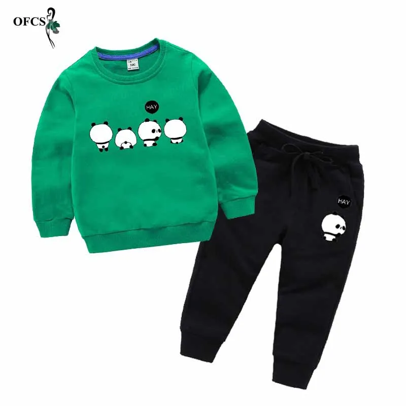Комплекты детской одежды флисовая верхняя одежда с длинными рукавами и рисунком для маленьких детей куртка с капюшоном детская спортивная футболка+ штаны комплекты одежды для мальчиков - Цвет: Green add Black
