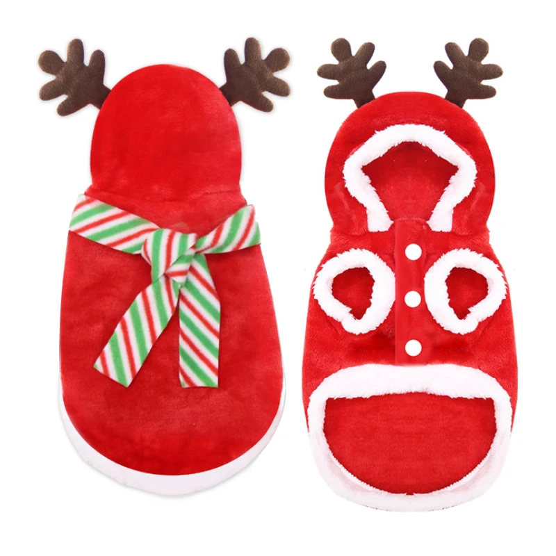

Christmas Dog Clothes Warm Pet Coat WIth Scarf Cat Costumes For Small Dogs Hoodies Halloween Puppy Jacket Chihuahua Sweater 35