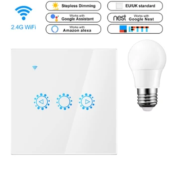 

AC95-240V for EU/UK US standard WiFi Dimmer smart switch LED light dimmer touch wall switch works with amazon alexa google home